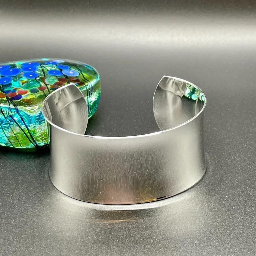 Sterling Silver 925 Wide Cuff Bracelet #1165 - Picture 5 of 9